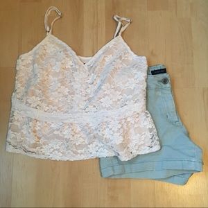 A&F White Lace Tank